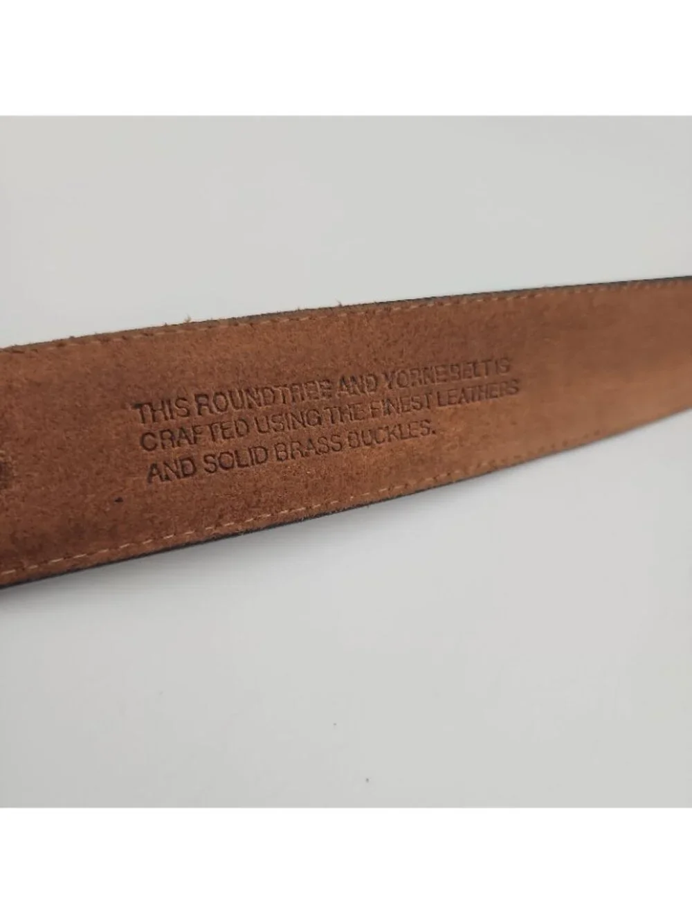 roundtree and yorke mens Leather Belt 36 Brown Black Brass Buckle Fits 33-37